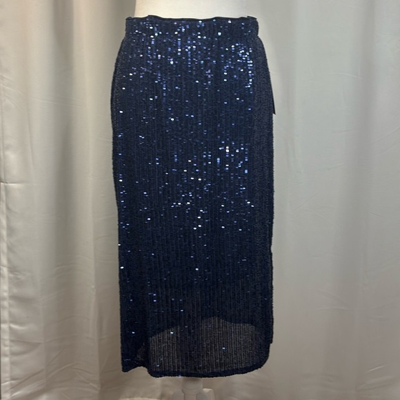 Vince Camuto Navy Sequined Midi Pencil Skirt- NWT- S - Picture 1 of 15